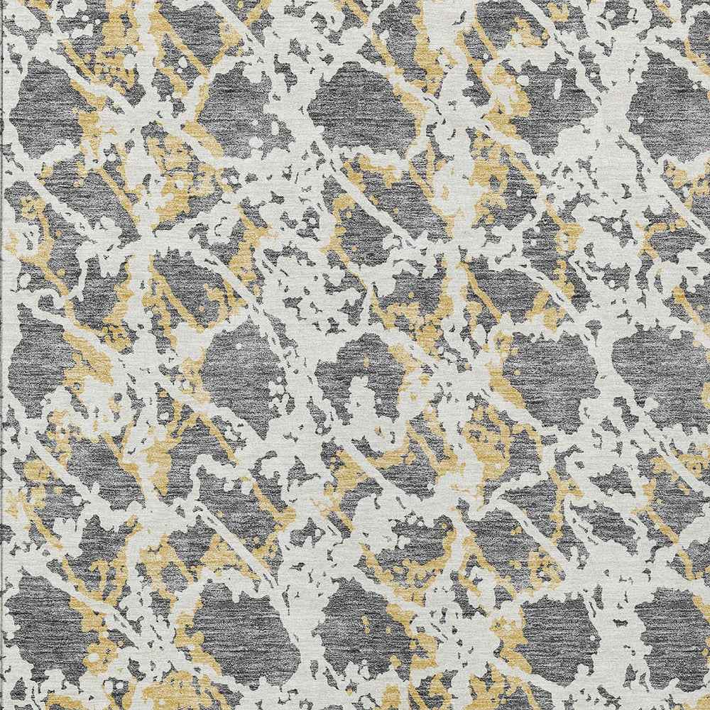 8' X 10' Gray And Ivory Abstract Washable Indoor Outdoor Area Rug