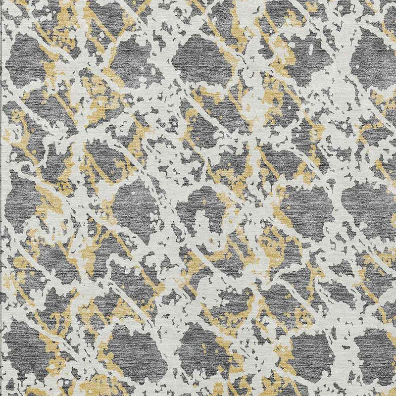 8' X 10' Gray And Ivory Abstract Washable Indoor Outdoor Area Rug