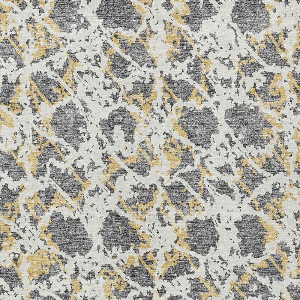 3' X 5' Gray And Ivory Abstract Washable Indoor Outdoor Area Rug