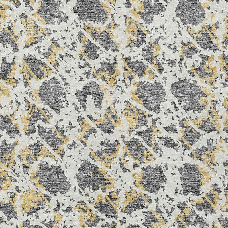 3' X 5' Gray And Ivory Abstract Washable Indoor Outdoor Area Rug