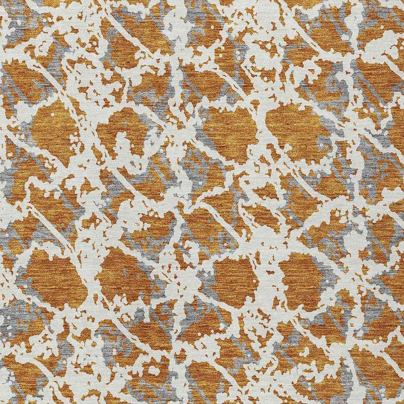 8' X 10' Copper And Ivory Abstract Washable Indoor Outdoor Area Rug