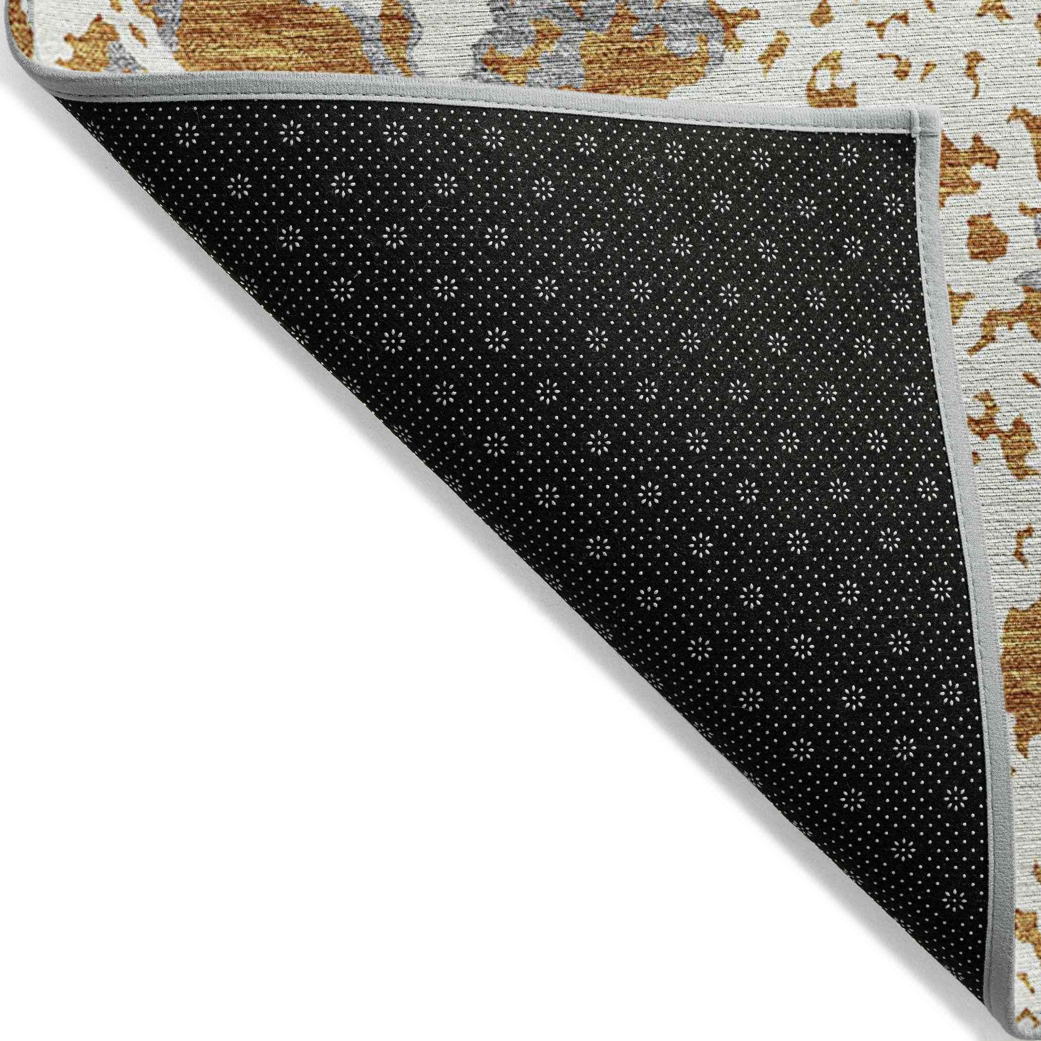 10' X 14' Copper And Ivory Abstract Washable Indoor Outdoor Area Rug