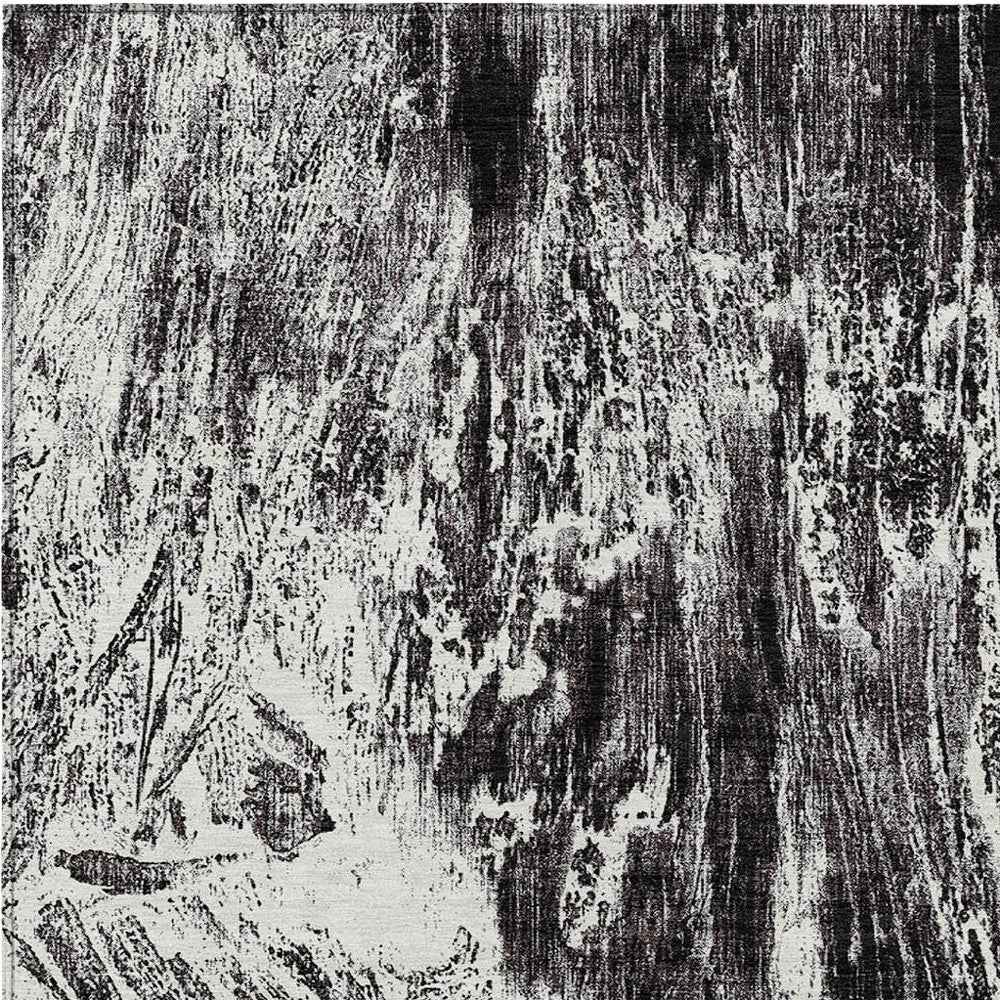 3' X 5' Black And Ivory Abstract Washable Indoor Outdoor Area Rug