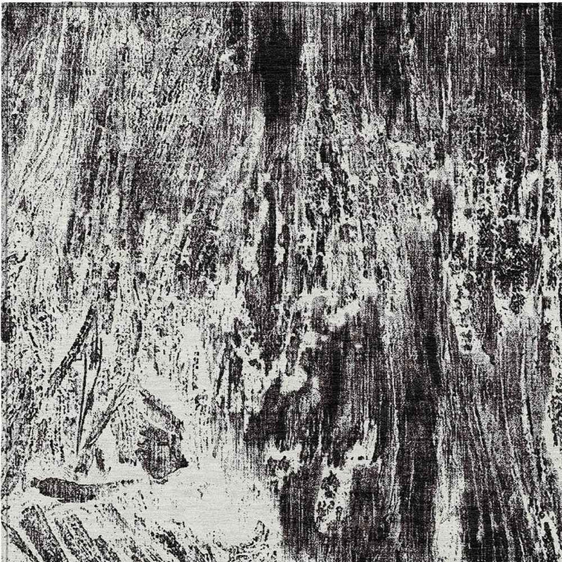 3' X 5' Black And Ivory Abstract Washable Indoor Outdoor Area Rug