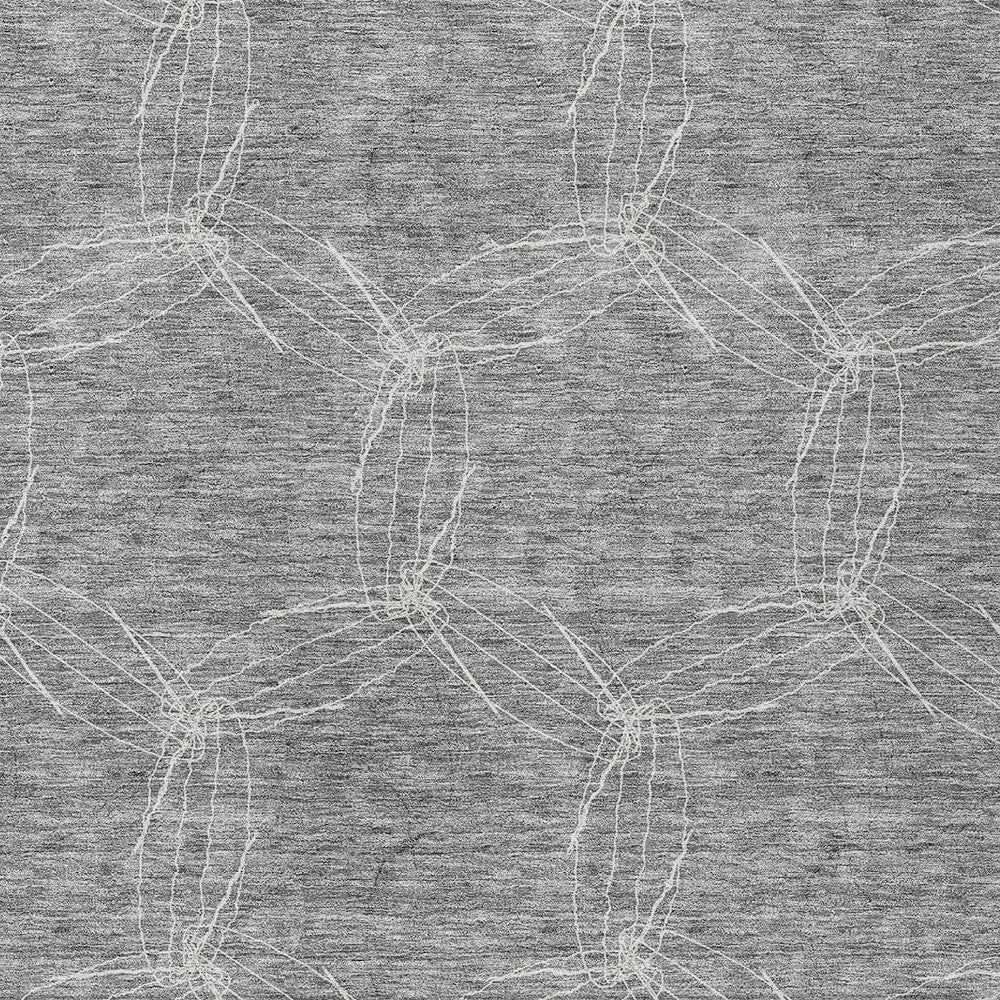 3' X 5' Gray And Ivory Geometric Washable Indoor Outdoor Area Rug