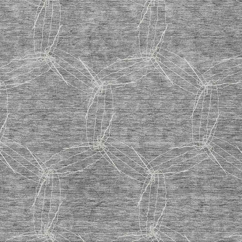 3' X 5' Gray And Ivory Geometric Washable Indoor Outdoor Area Rug