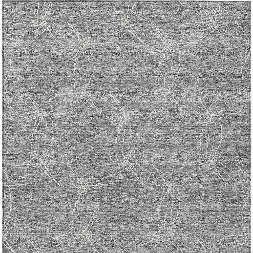 3' X 5' Gray And Ivory Geometric Washable Indoor Outdoor Area Rug