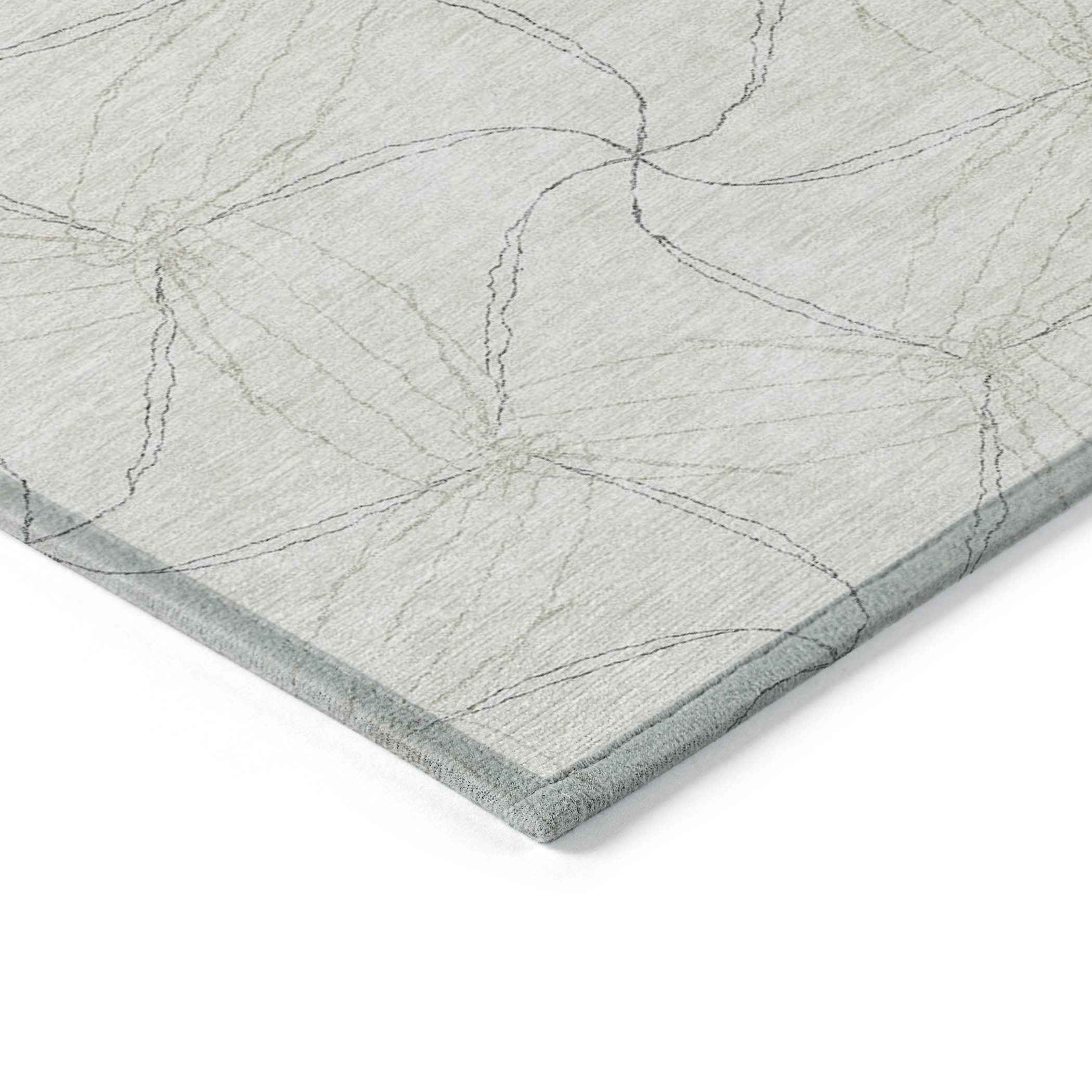 8' X 10' Ivory And Taupe Geometric Washable Indoor Outdoor Area Rug