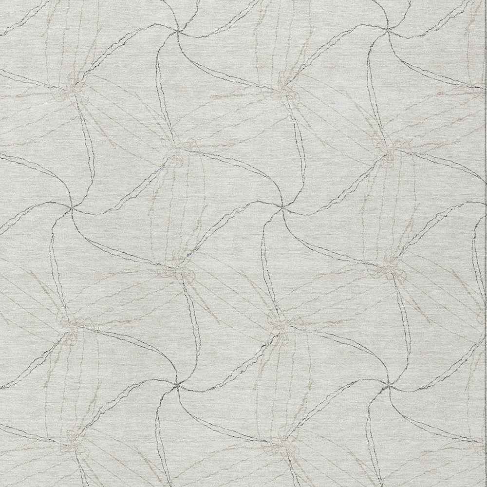 8' X 10' Ivory And Taupe Geometric Washable Indoor Outdoor Area Rug