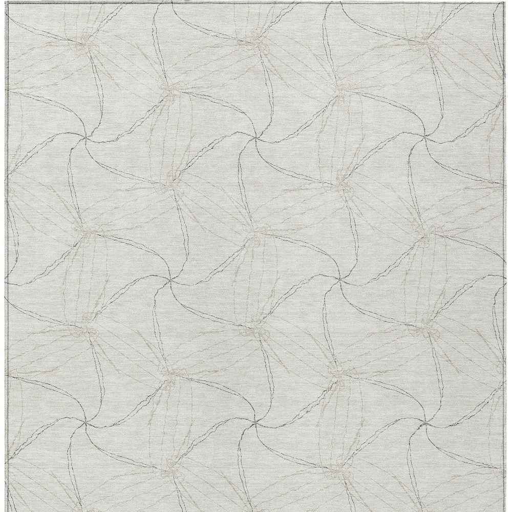 8' X 10' Ivory And Taupe Geometric Washable Indoor Outdoor Area Rug