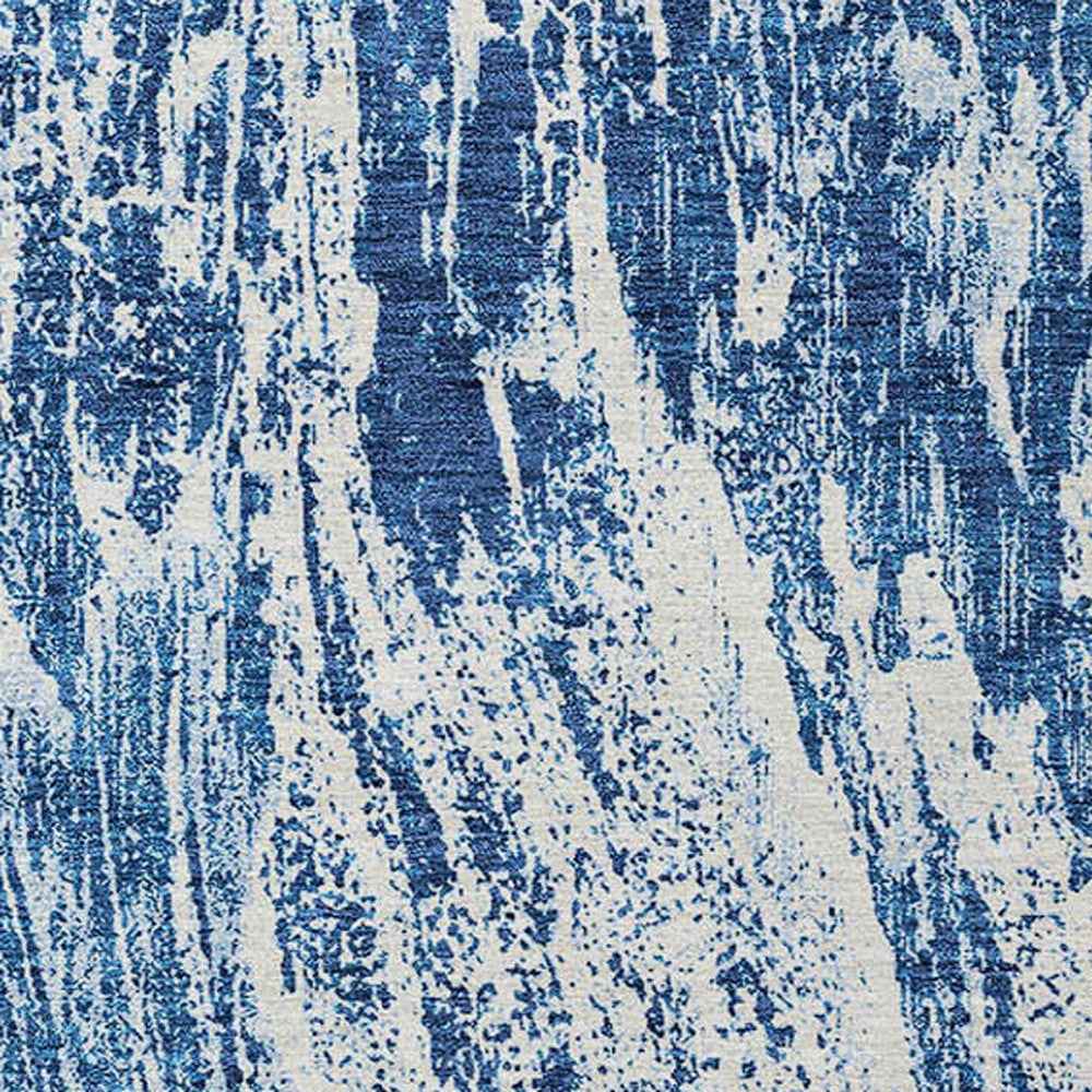 8' X 10' Navy Blue And Ivory Abstract Washable Indoor Outdoor Area Rug