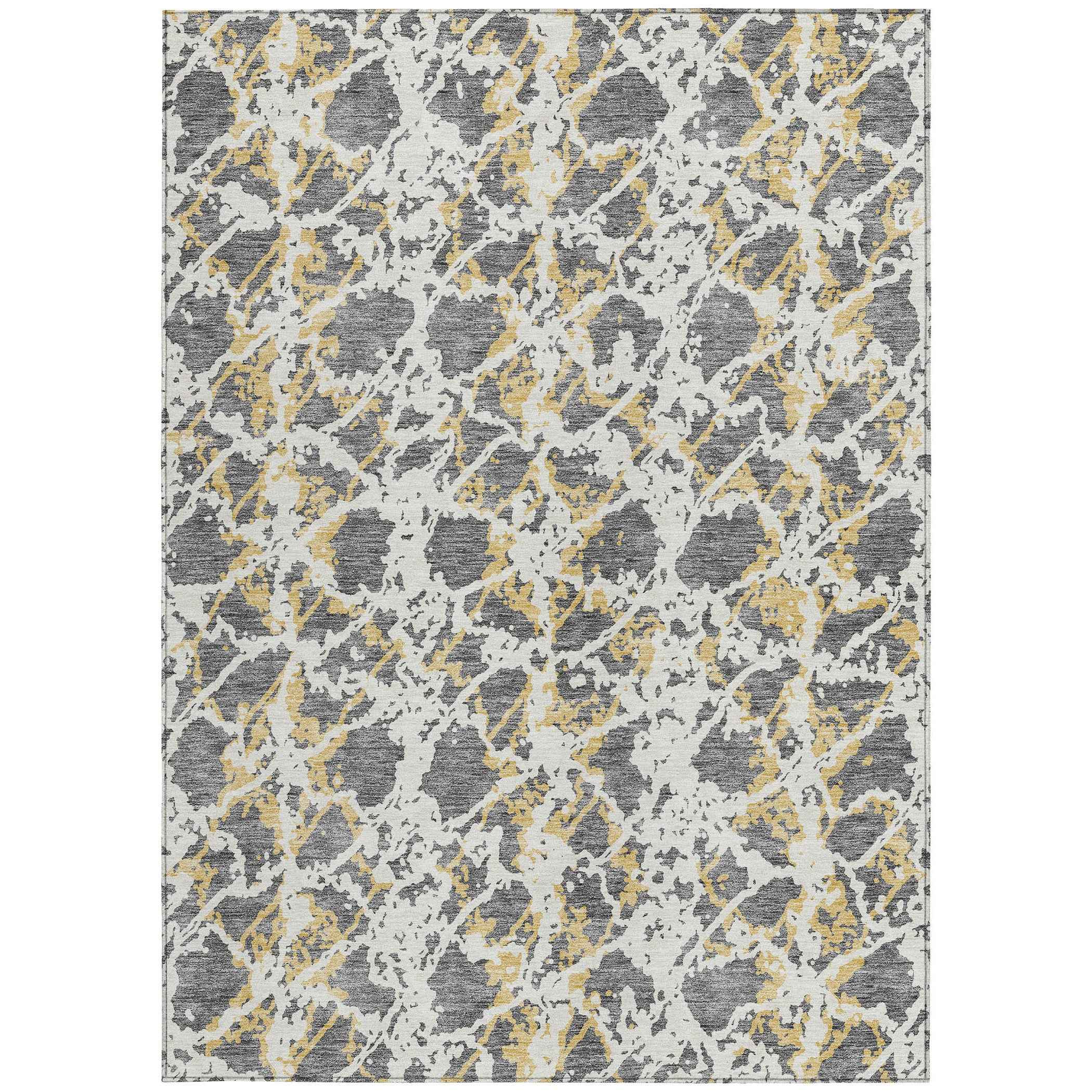 10' X 14' Gray And Ivory Abstract Washable Indoor Outdoor Area Rug