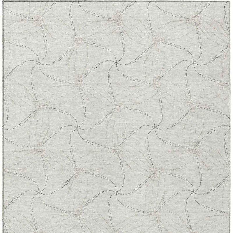 5' X 8' Ivory And Taupe Geometric Washable Indoor Outdoor Area Rug