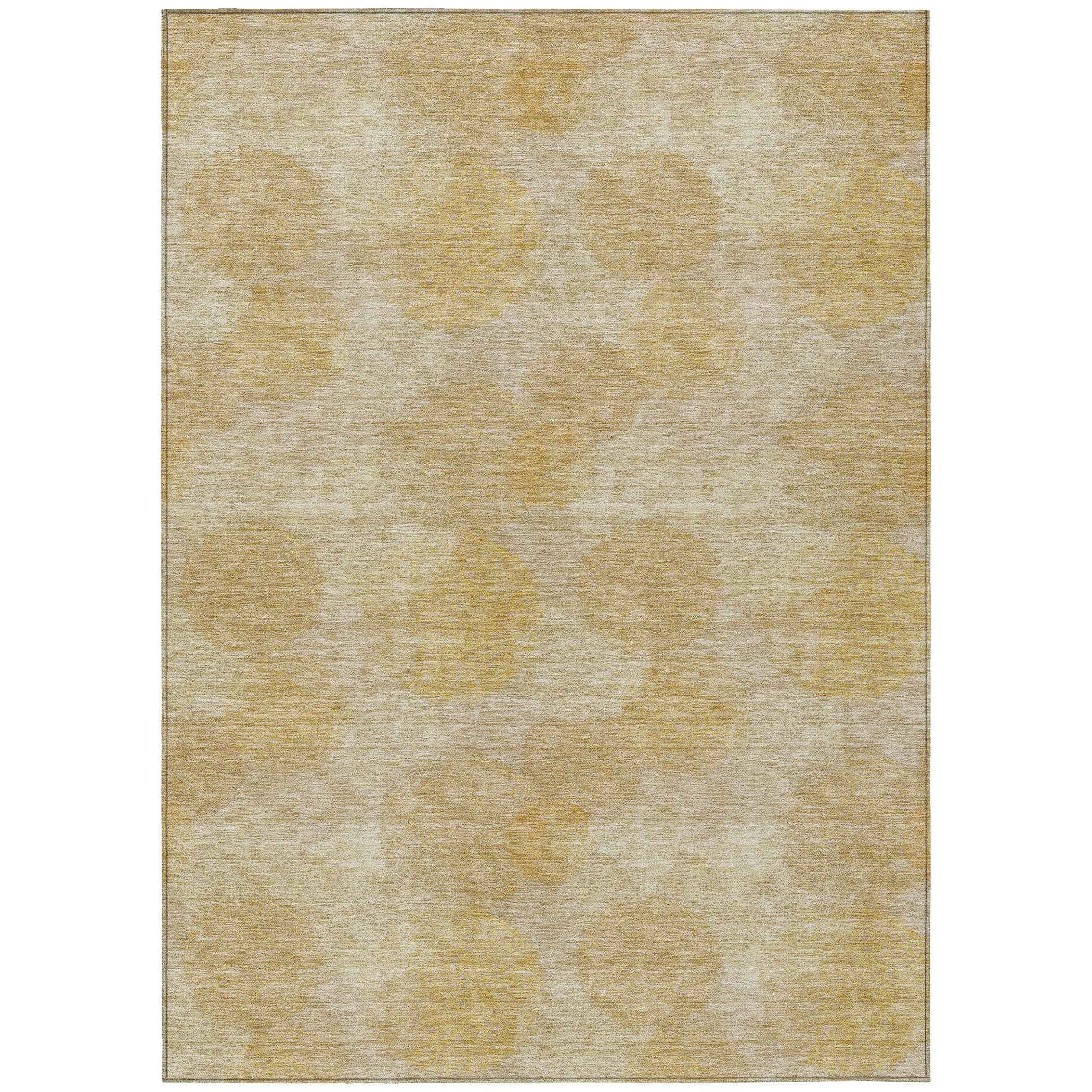 8' X 10' Gold Beige And Wheat Polka Dot Washable Indoor Outdoor Area Rug
