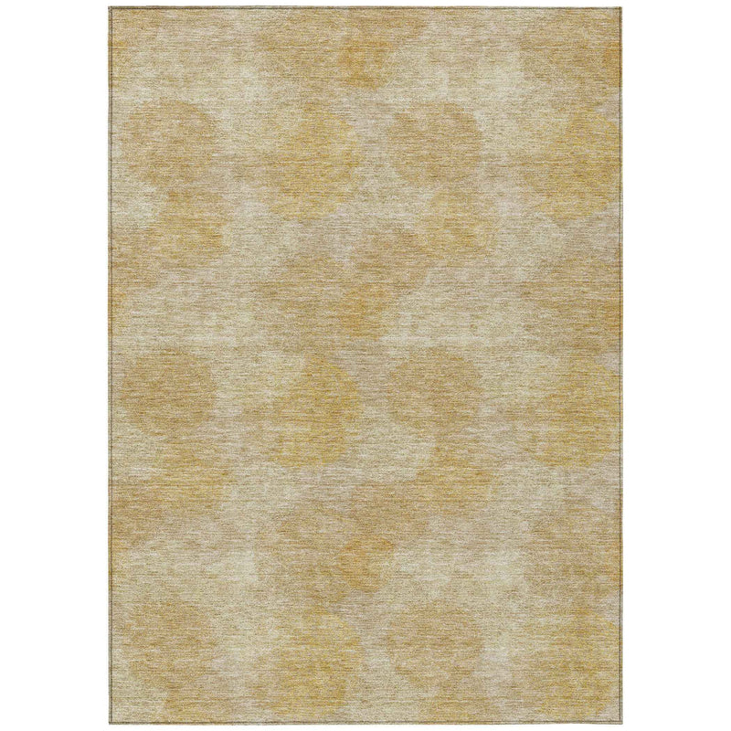 8' X 10' Gold Beige And Wheat Polka Dot Washable Indoor Outdoor Area Rug