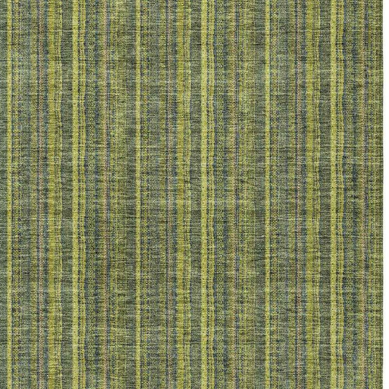 10' X 14' Olive Green And Lime Green Striped Washable Indoor Outdoor Area Rug