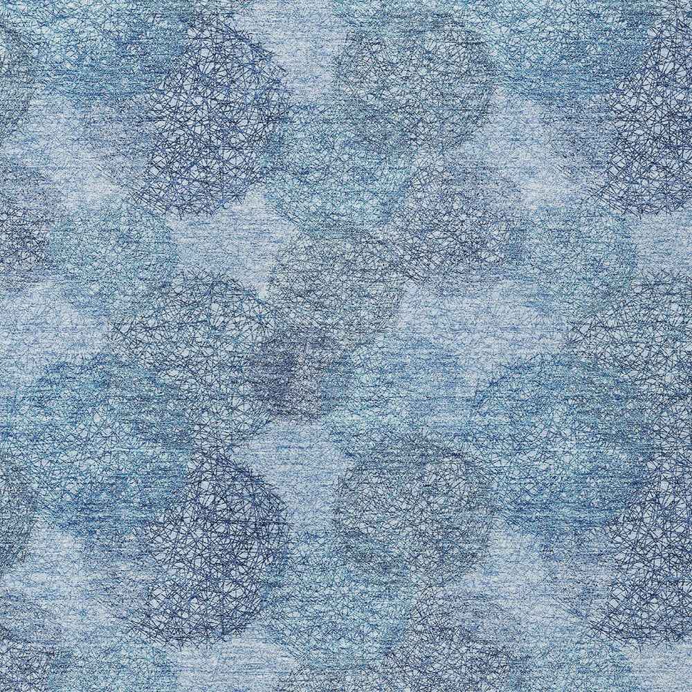 3' X 5' Denim Blue Navy Blue And Ivory Polka Dot Washable Indoor Outdoor Area Rug