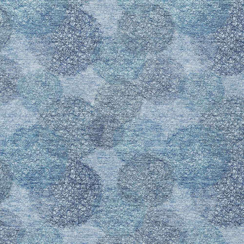 3' X 5' Denim Blue Navy Blue And Ivory Polka Dot Washable Indoor Outdoor Area Rug