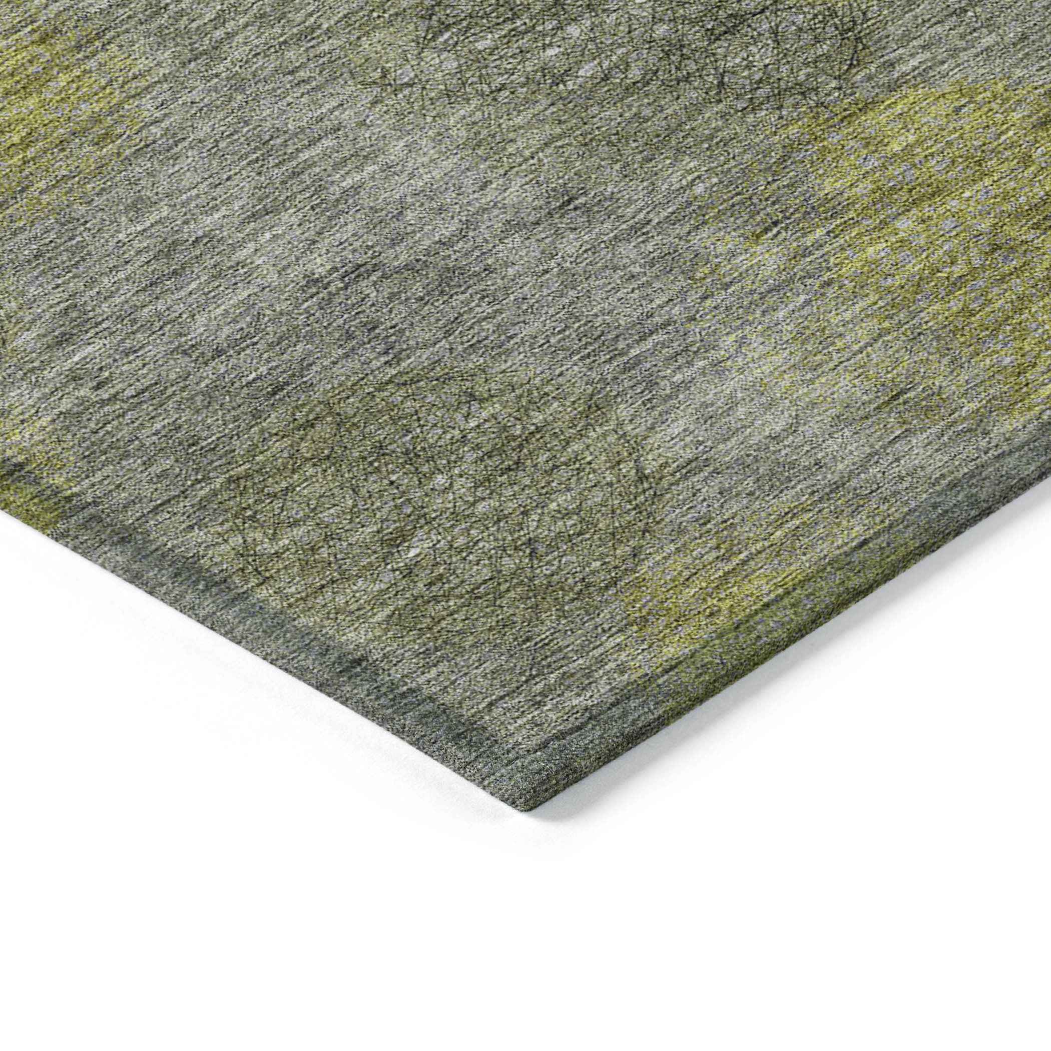 9' X 12' Gray Lime Green And Silver Polka Dot Washable Indoor Outdoor Area Rug