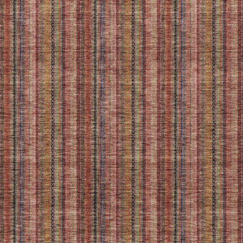 9' X 12' Blush Burgundy And Pink Striped Washable Indoor Outdoor Area Rug