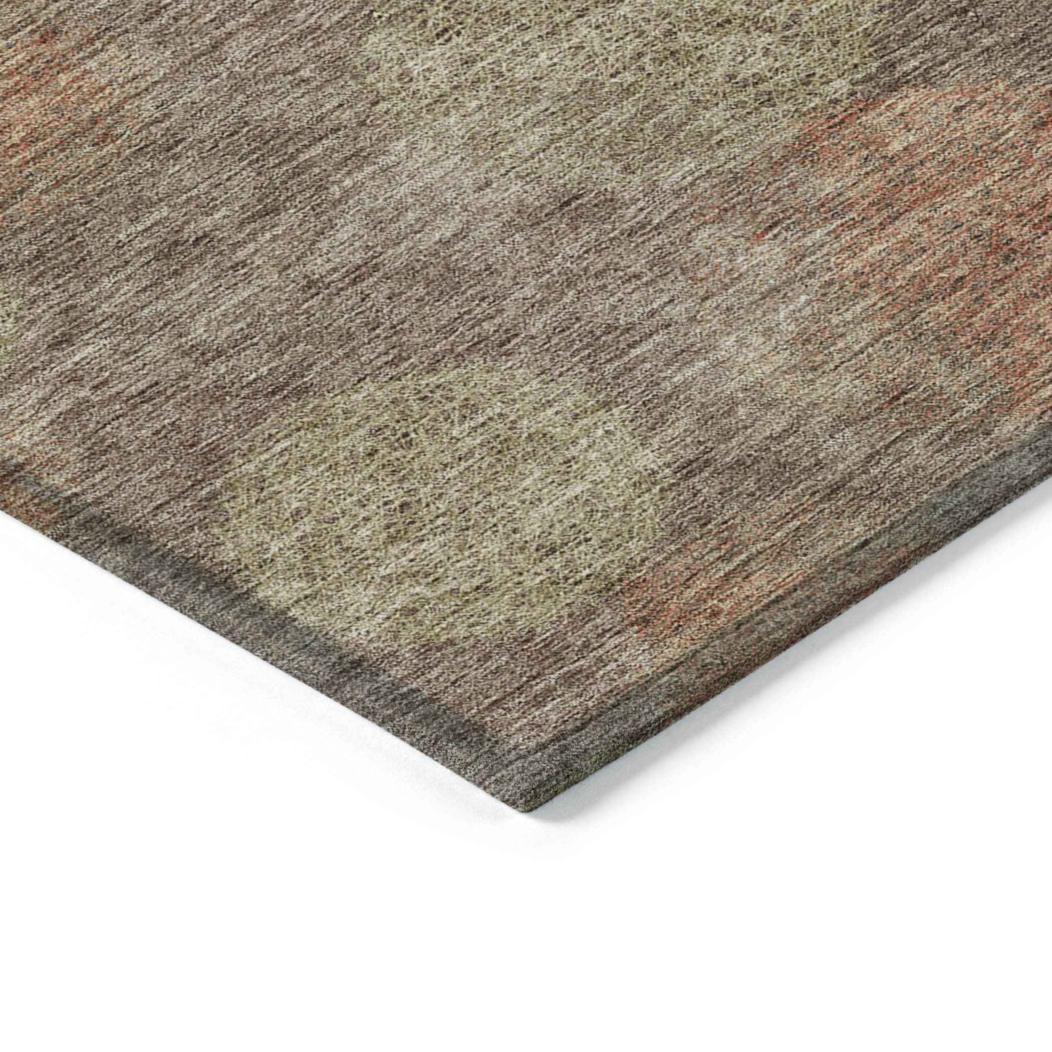 9' X 12' Brown Taupe And Sage Polka Dot Washable Indoor Outdoor Area Rug