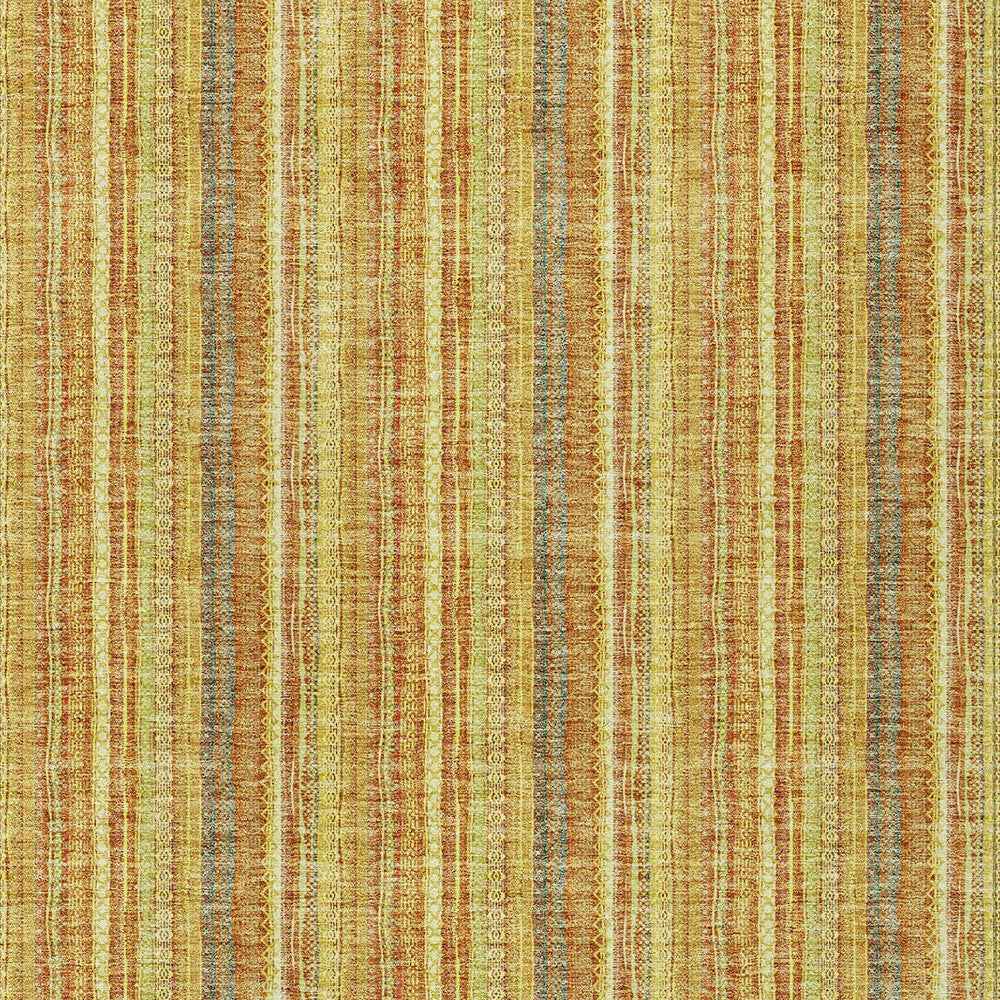 9' X 12' Gold And Copper Striped Washable Indoor Outdoor Area Rug