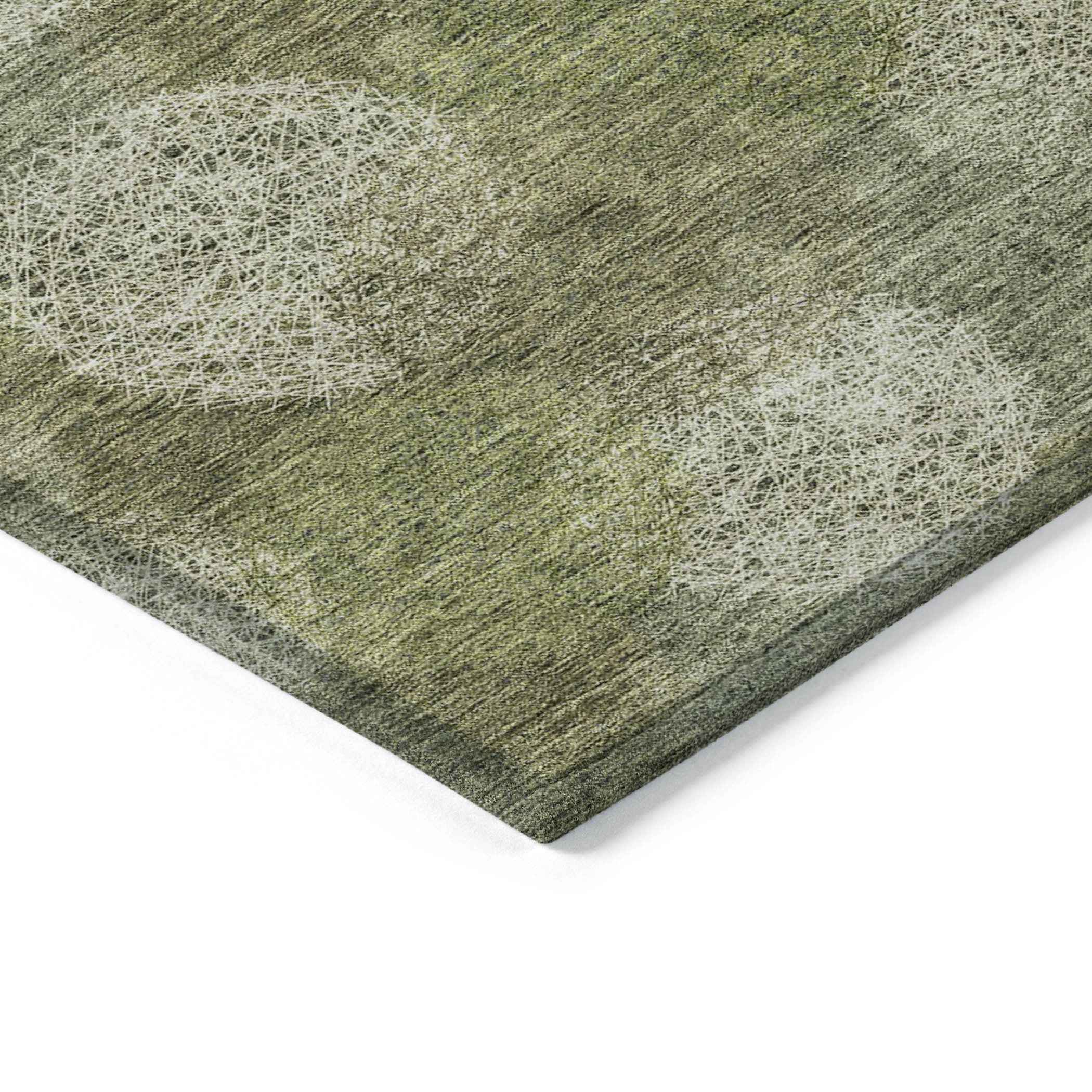 8' X 10' Green Ivory And Sage Polka Dot Washable Indoor Outdoor Area Rug