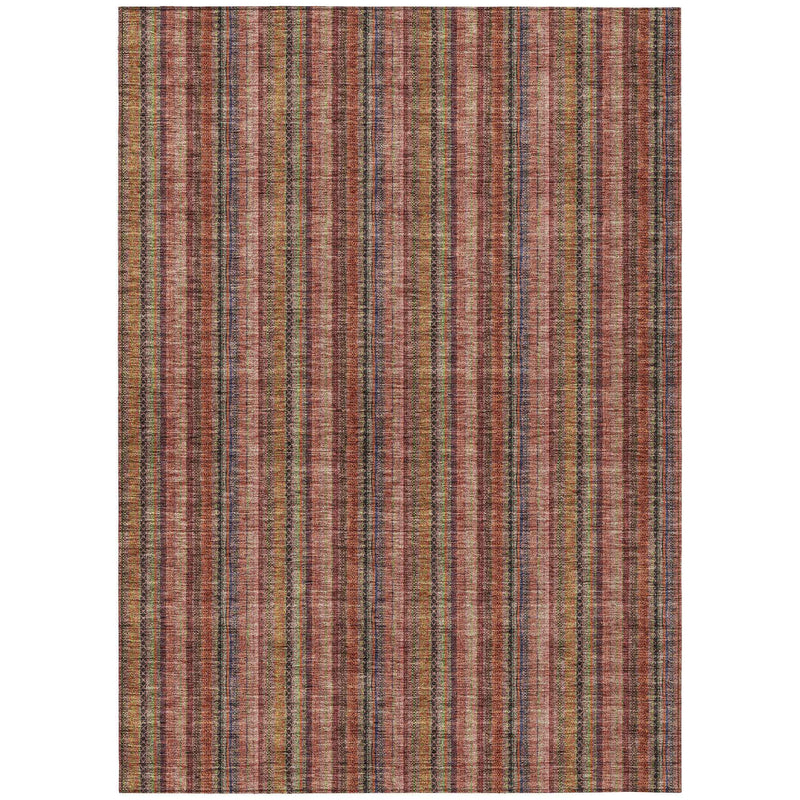 3' X 5' Blush Burgundy And Pink Striped Washable Indoor Outdoor Area Rug