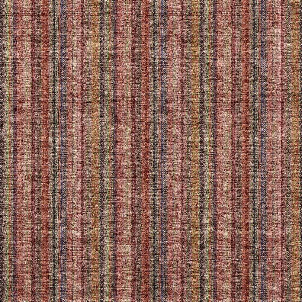 10' X 14' Blush Burgundy And Pink Striped Washable Indoor Outdoor Area Rug