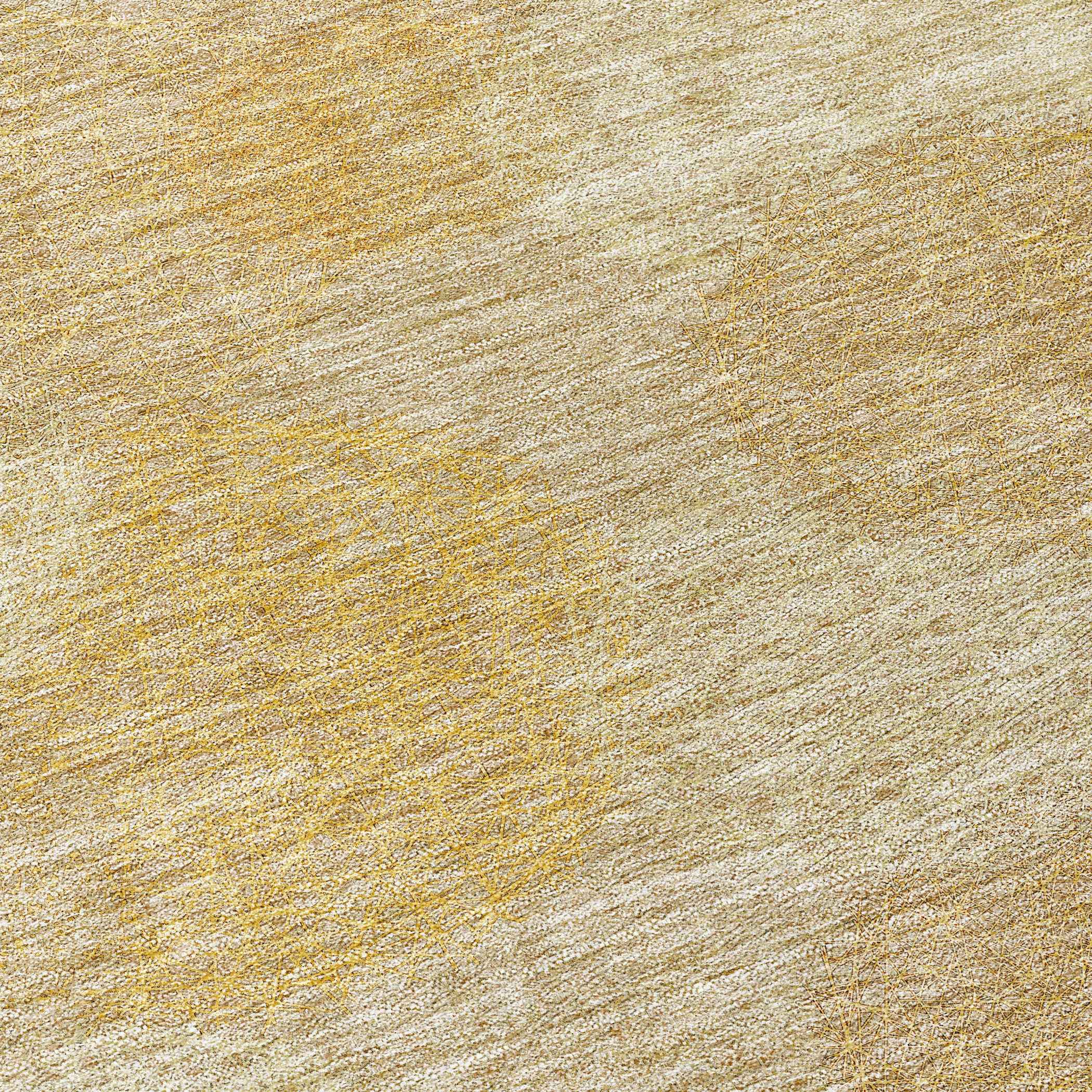 8' Gold Beige And Wheat Round Polka Dot Washable Indoor Outdoor Area Rug