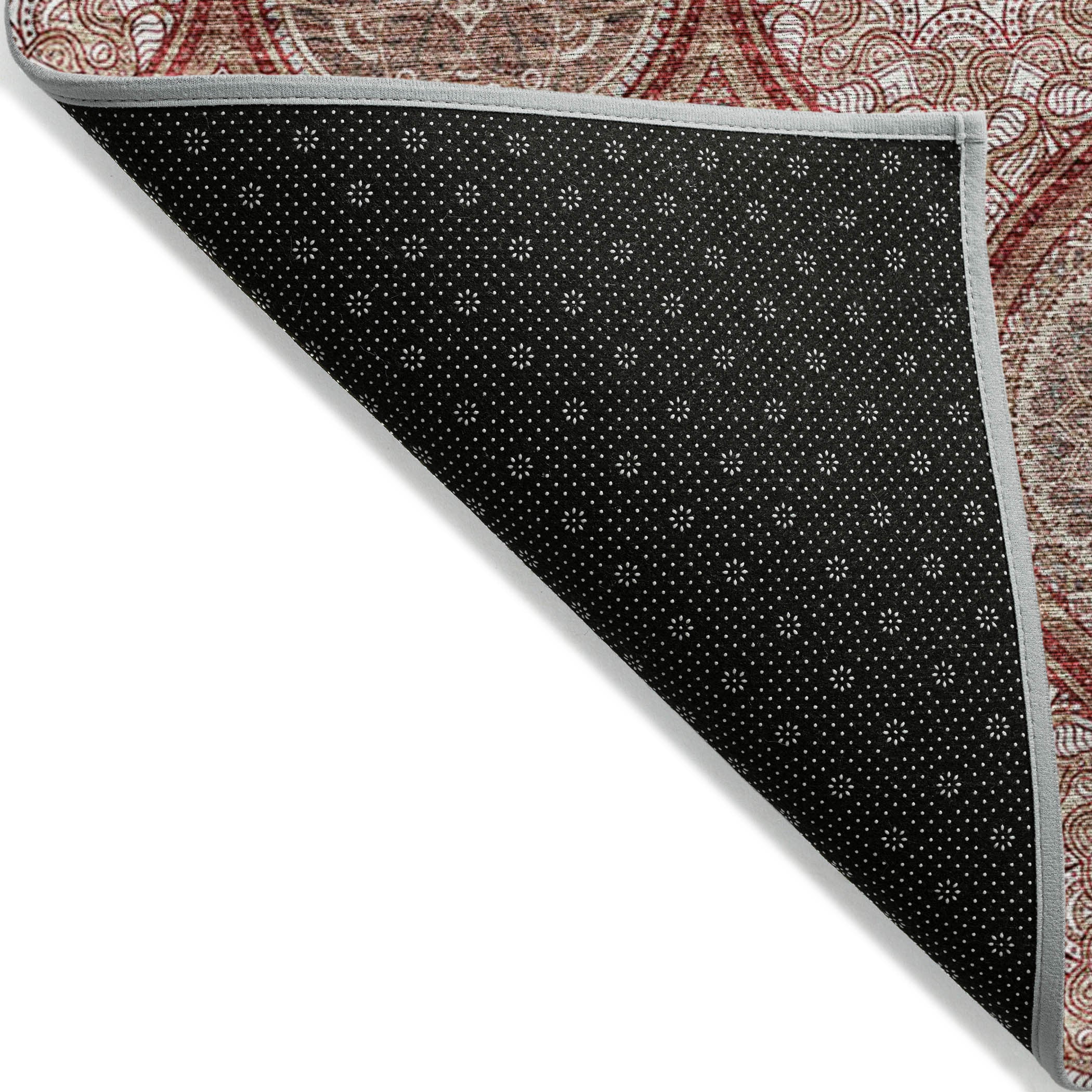 10' X 14' Orange Beige And Gray Floral Medallion Washable Indoor Outdoor Area Rug - Sports & Outdoor
