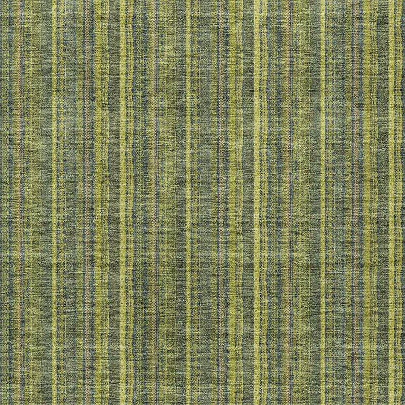 5' X 8' Olive Green And Lime Green Striped Washable Indoor Outdoor Area Rug