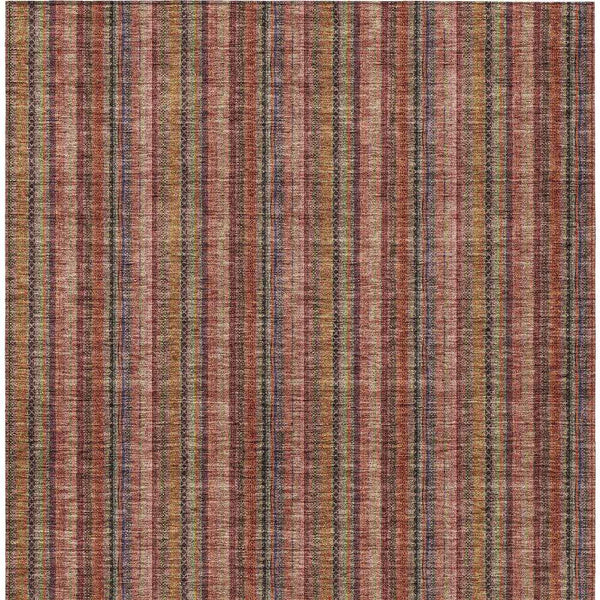 5' X 8' Blush Burgundy And Pink Striped Washable Indoor Outdoor Area Rug