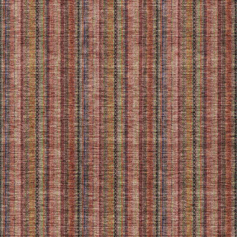 5' X 8' Blush Burgundy And Pink Striped Washable Indoor Outdoor Area Rug