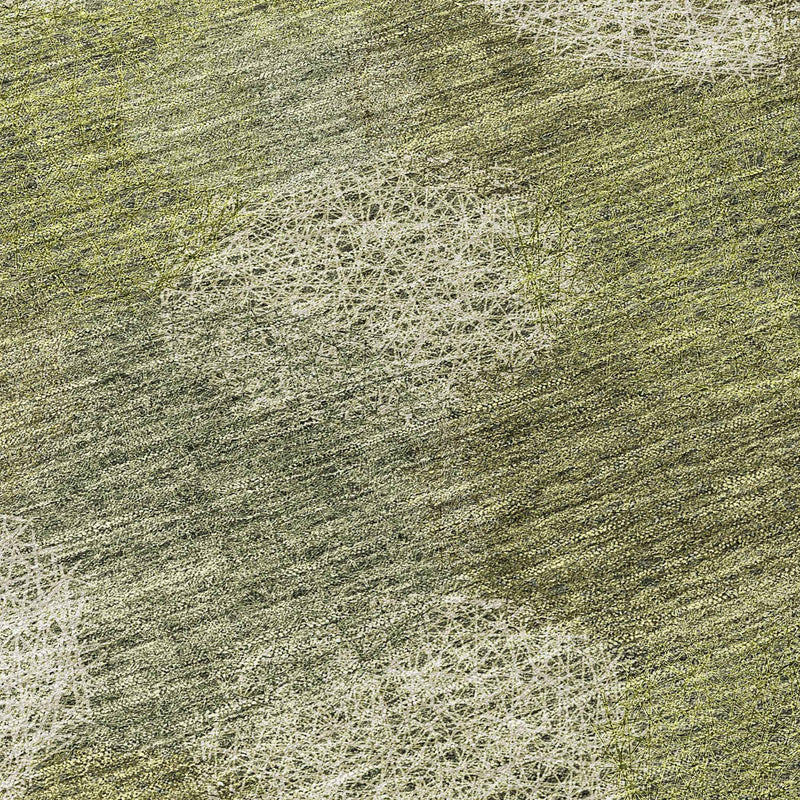 8' Green Ivory And Sage Round Polka Dot Washable Indoor Outdoor Area Rug