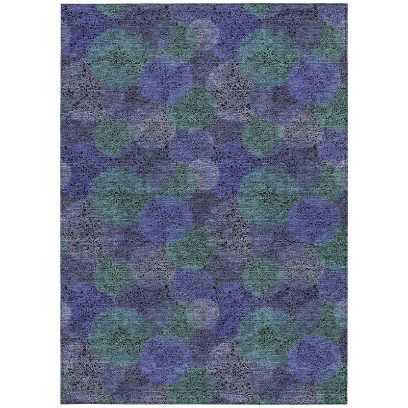 3' X 5' Purple Lavender And Green Polka Dot Washable Indoor Outdoor Area Rug