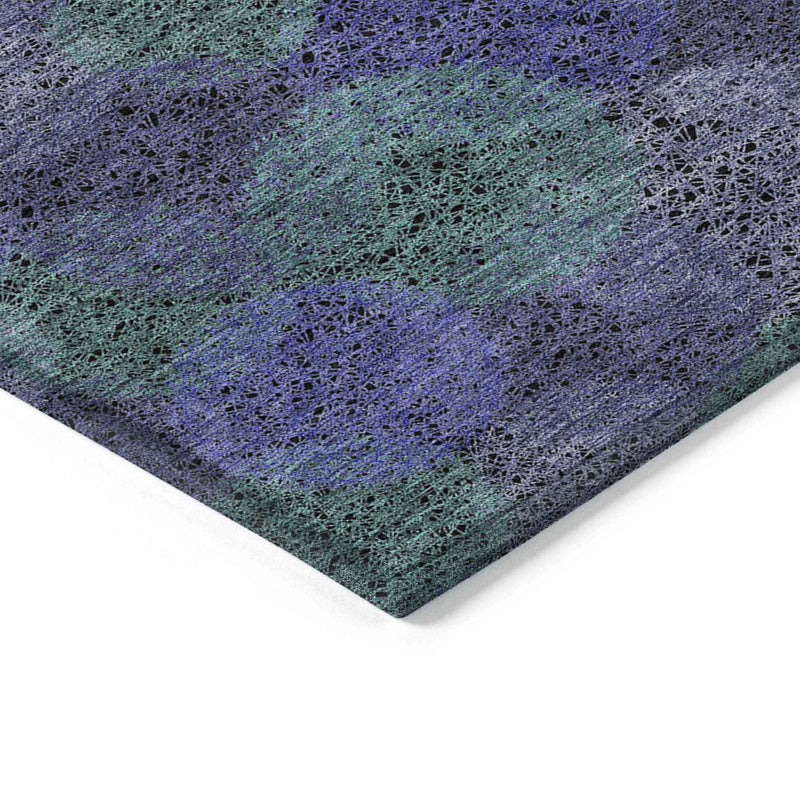 3' X 5' Purple Lavender And Green Polka Dot Washable Indoor Outdoor Area Rug