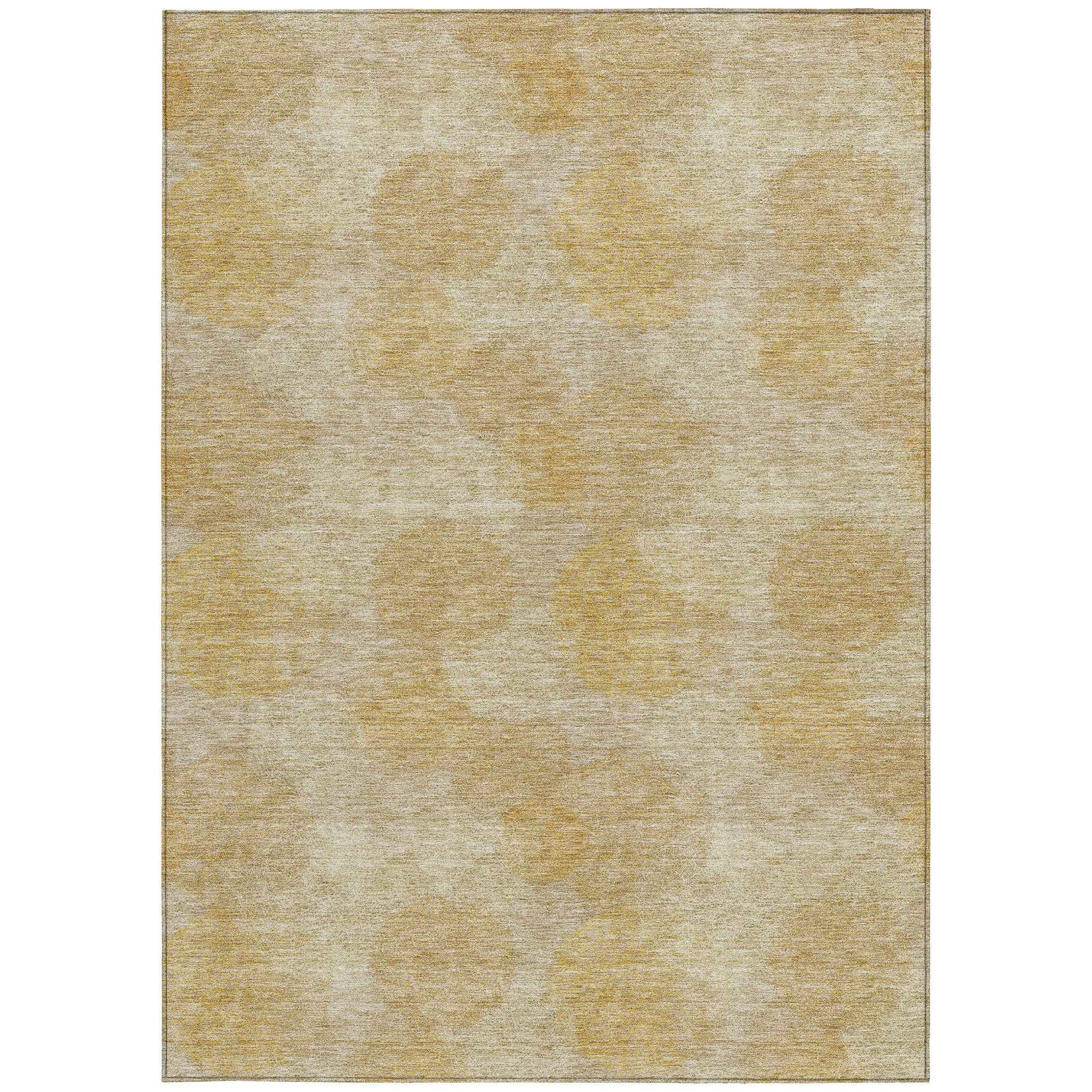 9' X 12' Gold Beige And Wheat Polka Dot Washable Indoor Outdoor Area Rug