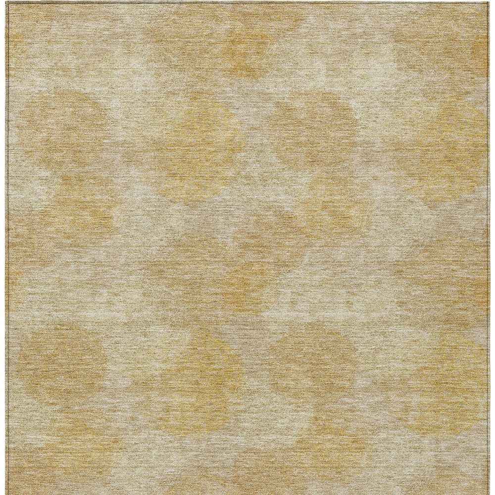 9' X 12' Gold Beige And Wheat Polka Dot Washable Indoor Outdoor Area Rug