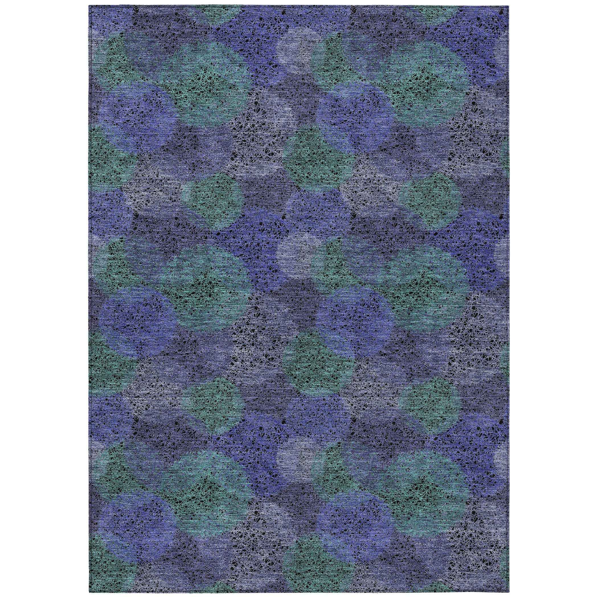 8' X 10' Purple Lavender And Green Polka Dot Washable Indoor Outdoor Area Rug
