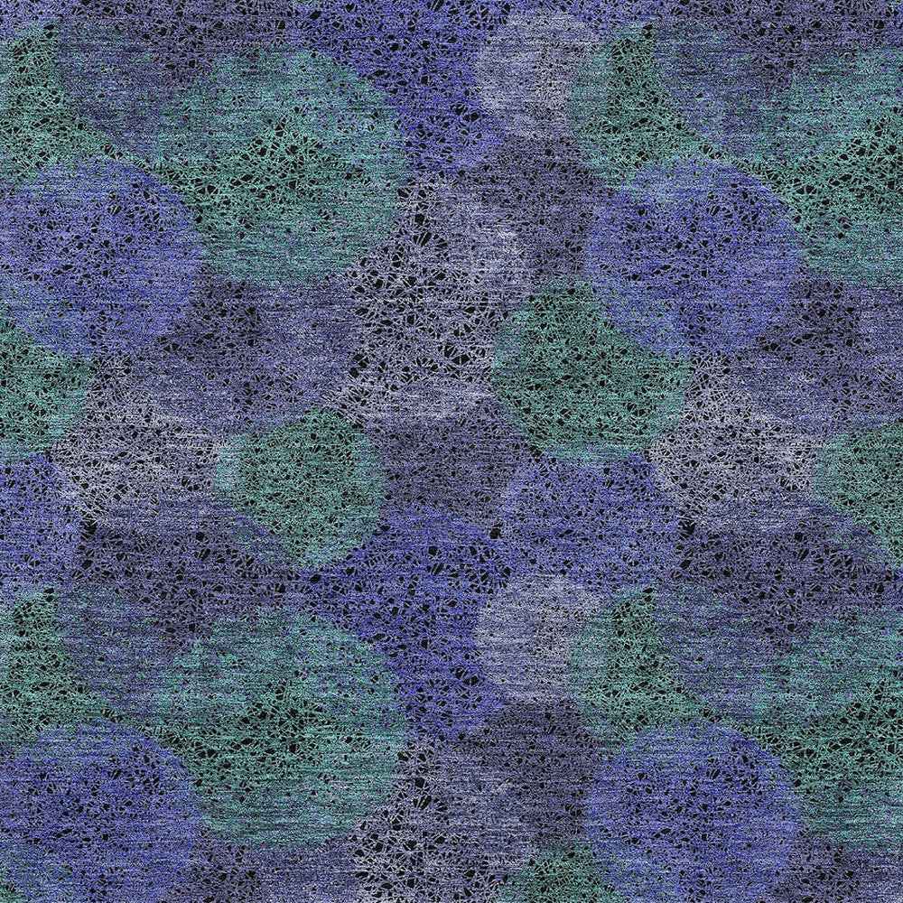 8' X 10' Purple Lavender And Green Polka Dot Washable Indoor Outdoor Area Rug
