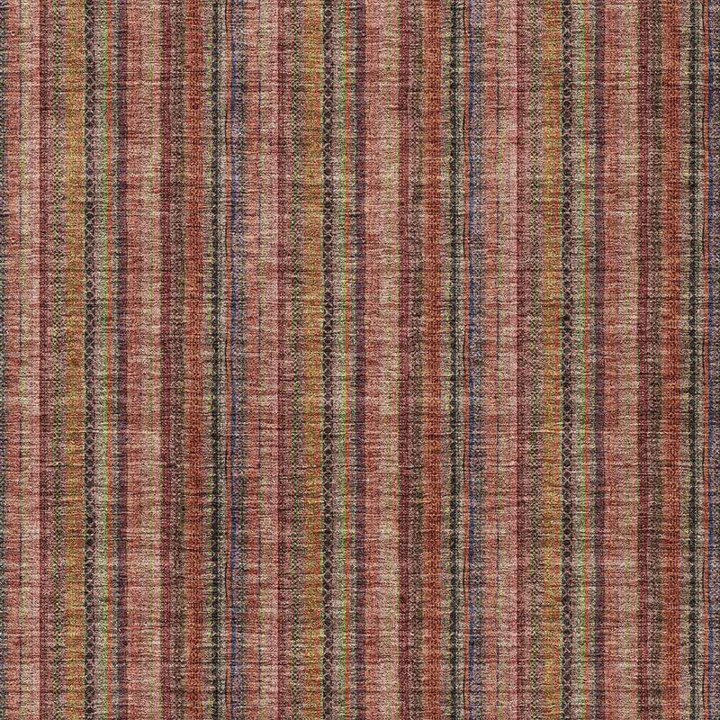 8' X 10' Blush Burgundy And Pink Striped Washable Indoor Outdoor Area Rug