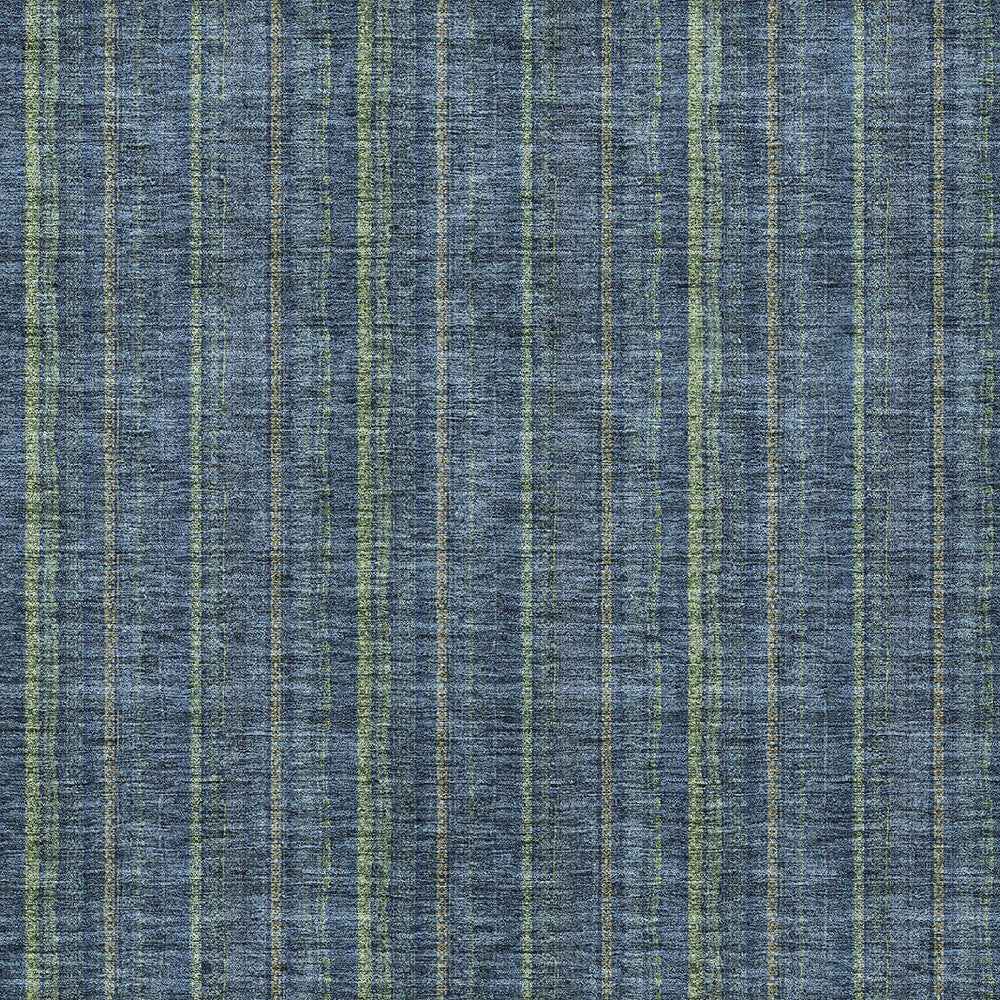 3' X 5' Blue Denim Blue And Mint Green Striped Washable Indoor Outdoor Area Rug