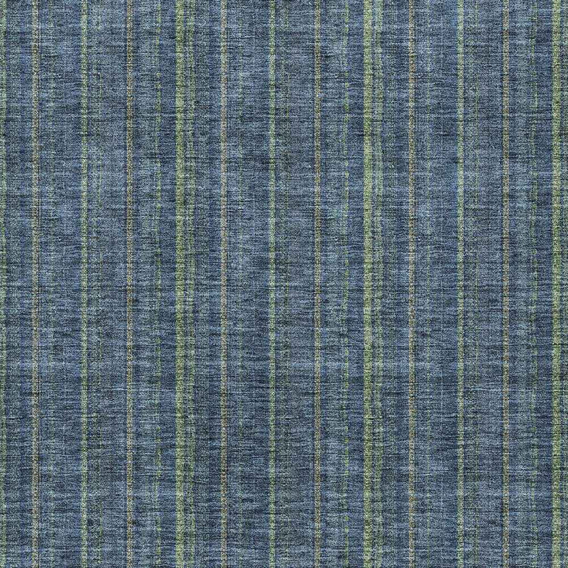 10' X 14' Blue Denim Blue And Mint Green Striped Washable Indoor Outdoor Area Rug
