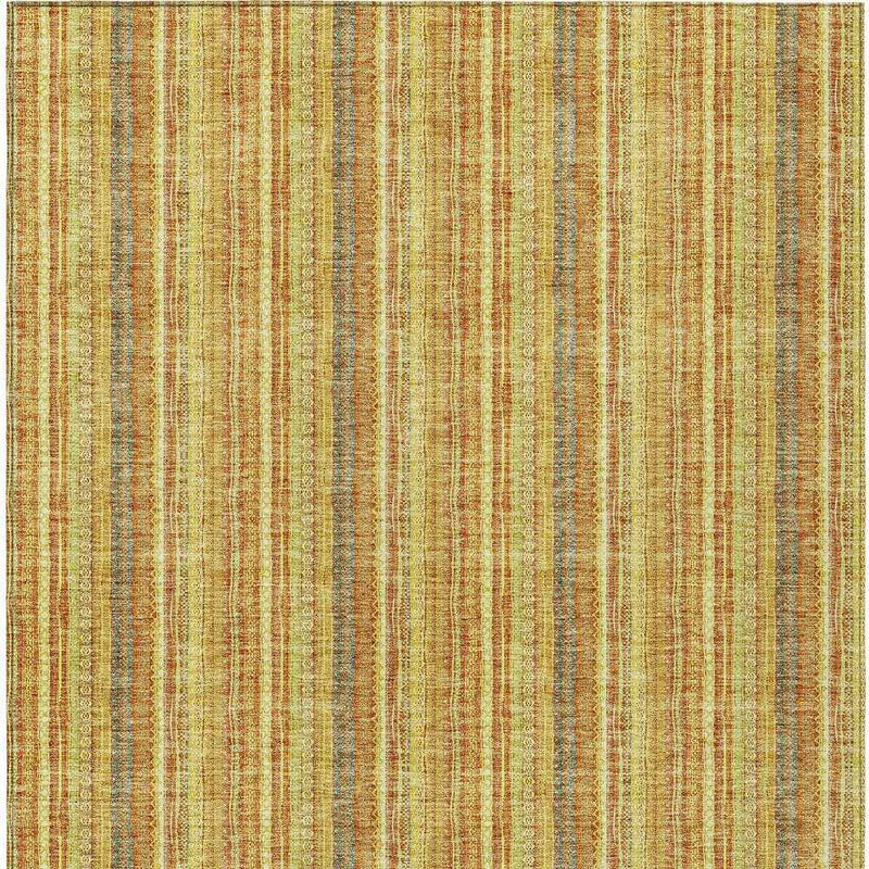 8' X 10' Gold And Copper Striped Washable Indoor Outdoor Area Rug