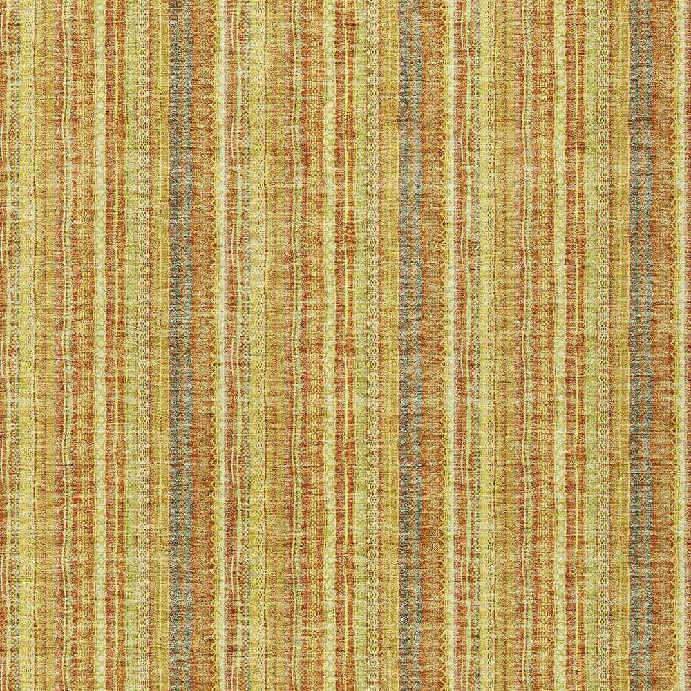 8' X 10' Gold And Copper Striped Washable Indoor Outdoor Area Rug