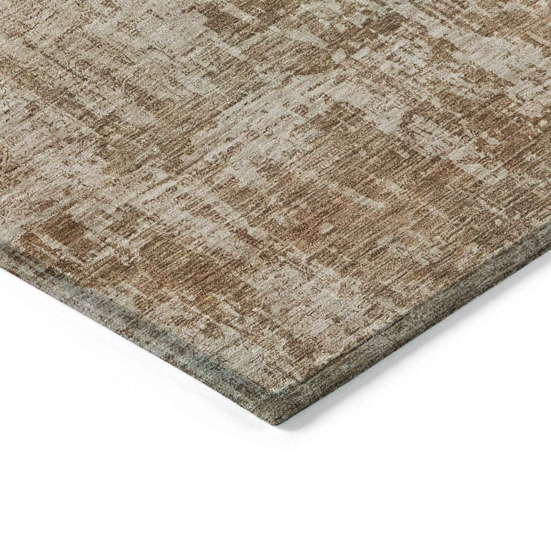 10' X 14' Beige And Copper Abstract Washable Indoor Outdoor Area Rug