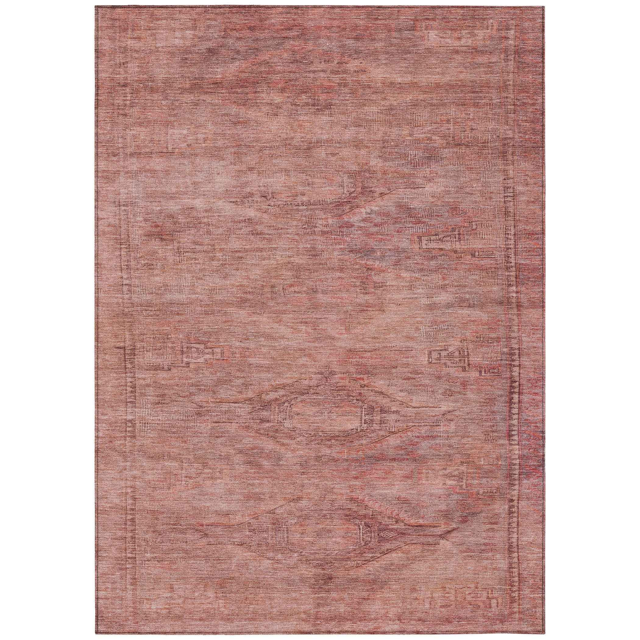 10' X 14' Terra Cotta And Salmon Aztec Washable Indoor Outdoor Area Rug