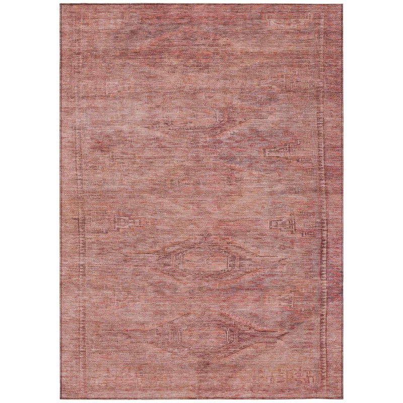 10' X 14' Terra Cotta And Salmon Aztec Washable Indoor Outdoor Area Rug