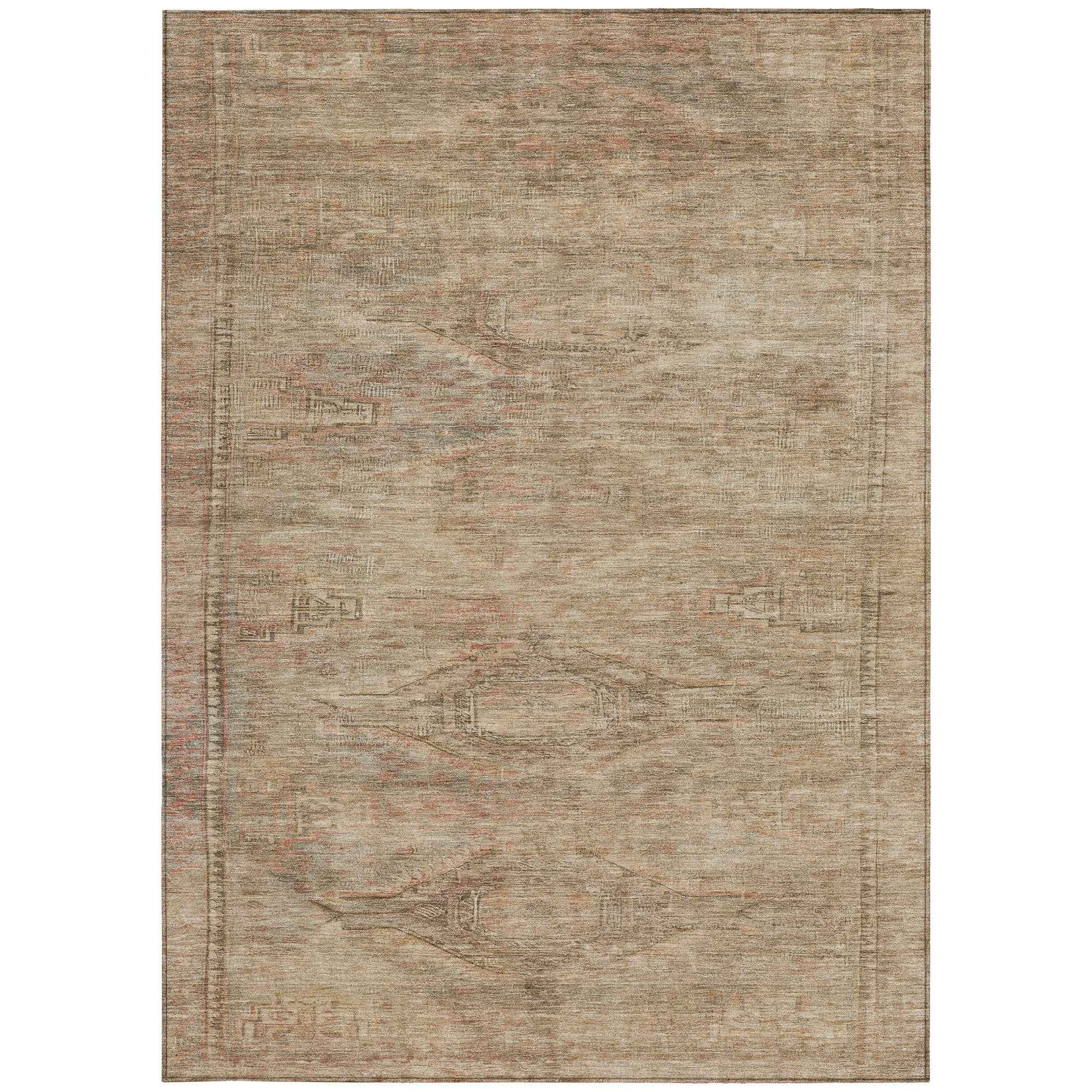 8' X 10' Beige And Taupe Aztec Washable Indoor Outdoor Area Rug